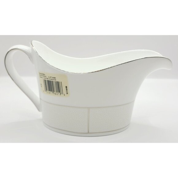 Wedgwood Shagreen Gravy Sauce Boat Silver Rim Handle New With Tags - Picture 3 of 8